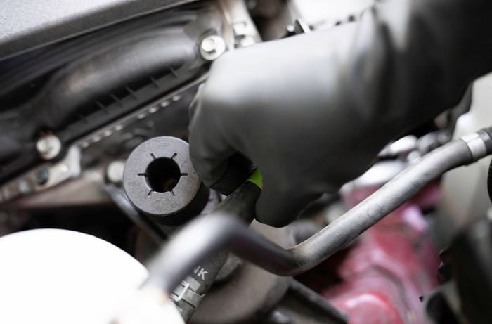 Secure the radiator coolant hose
