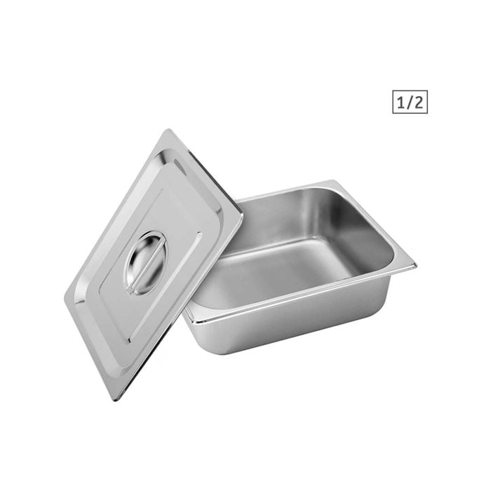 SOGA 1/2 GN Pan 10cm With Lid – Stainless Steel
