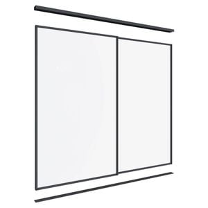 Lugna 2100 x 1801-2400mm Black Optiglass Panels Wardrobe Double Sliding Doors