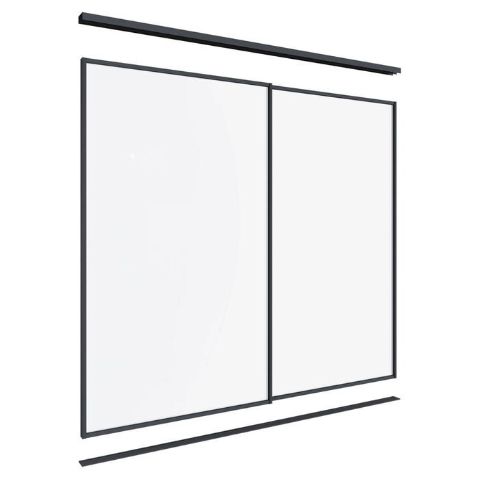 Lugna 2100 x 1801-2400mm Black Optiglass Panels Wardrobe Double Sliding Doors