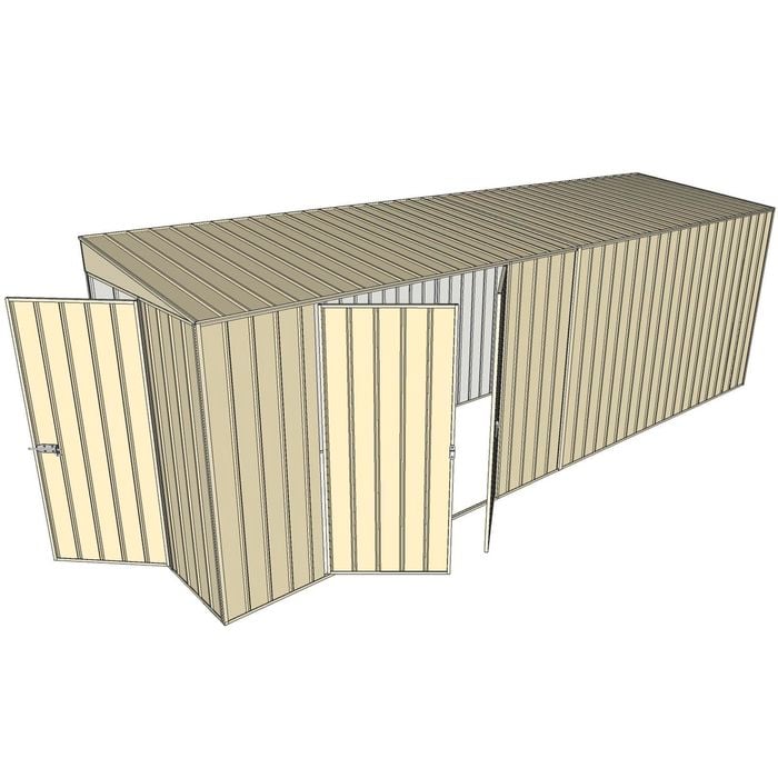 Build-a-Shed 1.5 x 6.0 x 2.0m Skillion Double Hinged Side Doors Shed - Cream