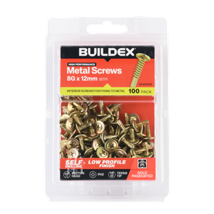 Buildex 8G x 12mm Gold Passivated Sheet Metal Screws - 100 Pack