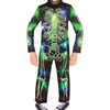 Glow In The Dark Skeleton Costume Halloween Fancy Dress Jumpsuit Green Blue