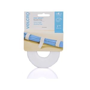VELCRO Brand ONE-WRAP 19mm x 3m White Roll