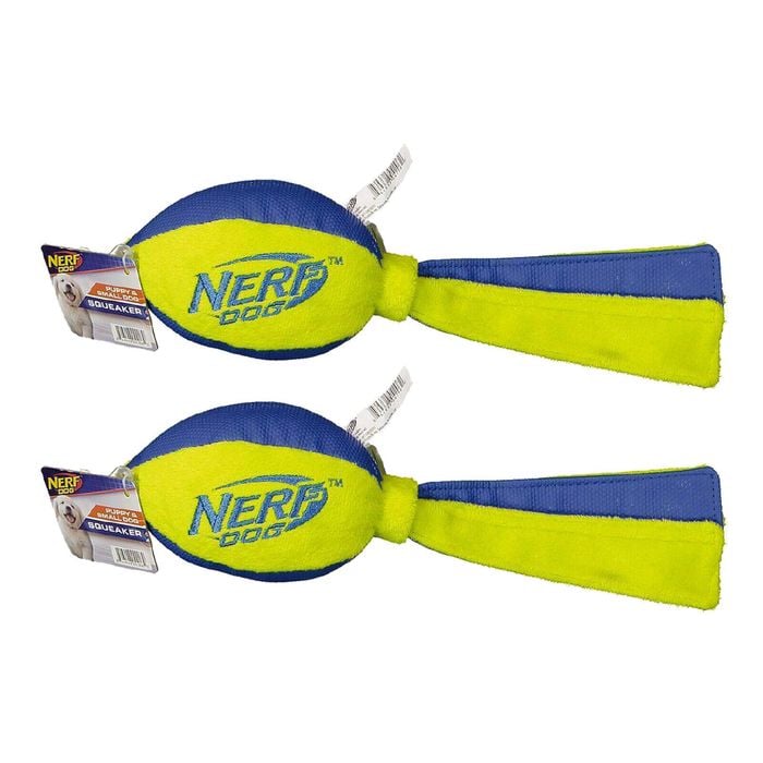 2PK Nerf Dog 12" Trackshot Football w/ Tails Flyer