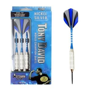 12pc Formula Sports Tony David 18g Darts Flight Shaft w/ Case Nickel Silver