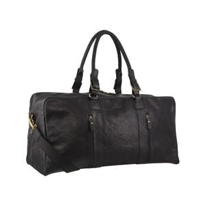 Pierre Cardin Rustic Leather Travel Business Trip  Overnight Black