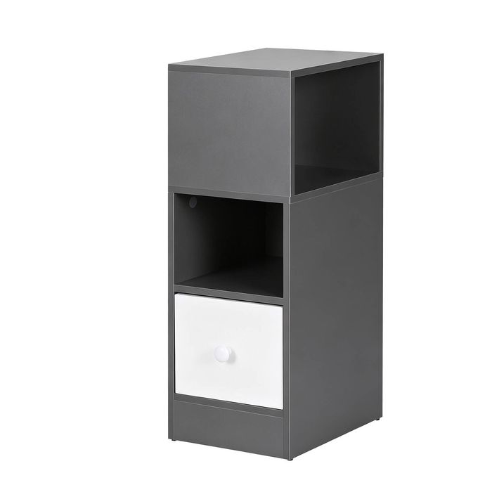 Artiss Narrow Bedside Table Grey Small Side Cabinet 1 Drawer