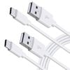 iWill 2 Pack 2m Long Data Transfer Charger Charging USB Type C Cable Cord Bulk White TPE Plastic
