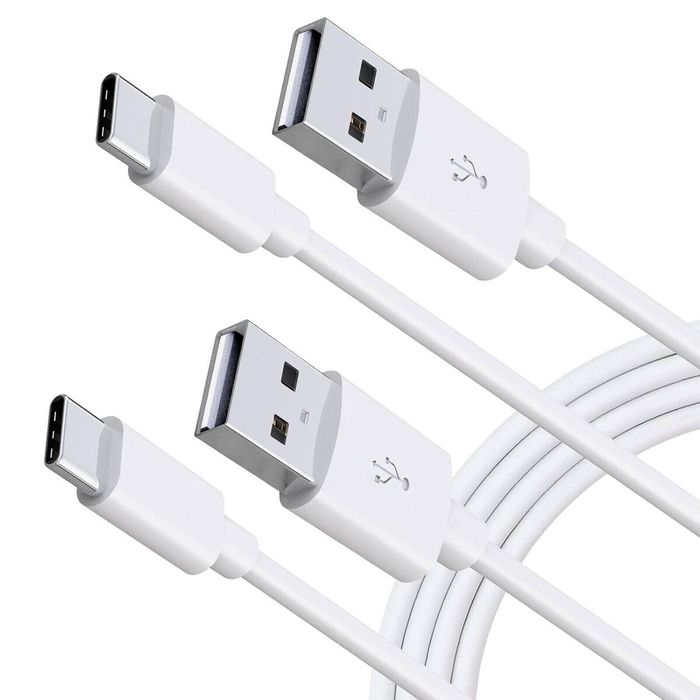 iWill 2 Pack 2m Long Data Transfer Charger Charging USB Type C Cable Cord Bulk White TPE Plastic