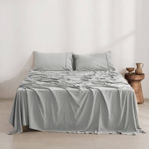 Dreamaker Superfine Washed Microfibre Sheet Set Dove Grey Queen Bed