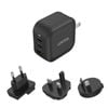 Unitek Travel Tri GaN 3 Ports 66W Charger with USB PD QC 3.0 with EU UK and AU Plug Black Unitek Gift Box