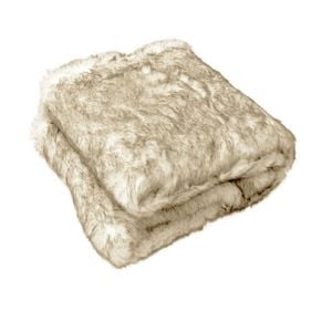 Radisson Husky Taupe & Cream Luxury Faux Fur Throw Rug 127 x 152 cm