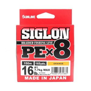 Sunline Siglon PE x8 Orange Colour 150m Braid Fishing Line 16lb