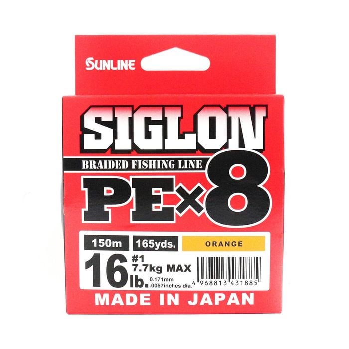 Sunline Siglon PE x8 Orange Colour 150m Braid Fishing Line 16lb