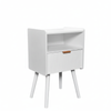 White Nightstand Modern Solid Wooden Open Shelf Bedside Table