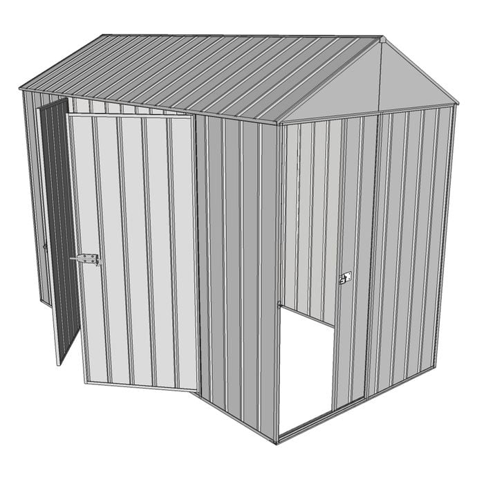 Build-a-Shed 1.5 x 3.0 x 2.3m Front Gable Single Sliding And Double Hinged Doors Shed - Zinc