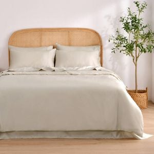 Dreamaker 1500tc Cotton Rich Sateen Quilt Cover Set Oat King Single Bed