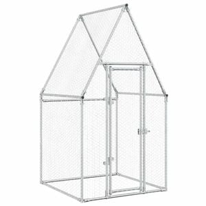 vidaXL Chicken Cage Hen House Poultry Coop Enclosure Silver Galvanised Steel 100x100x190 cm