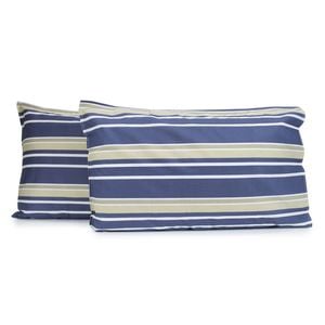 2pc Jason Commercial Brighton Pillow Case 48x73cm Blue/Oatmeal Stripe