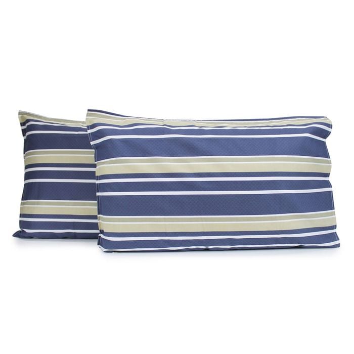 2pc Jason Commercial Brighton Pillow Case 48x73cm Blue/Oatmeal Stripe