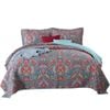 Catzon 3 Pieces Queen Size Quilt Bedding Set Floral Reversible Bedspread