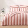 Dreamaker Bowie Washed Cotton Yarn Dyed Stripe Quilt Cover Set Pink/Caramel Double Bed