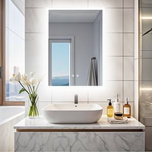 Oakory 50x70cm Rectangular Led Bathroom Mirror 4mm Anti-fog 3-colour Dimmable