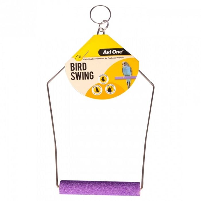 Bird Small Triangle Wire Bird Swing & Sand Perch by Avi One - 21cm x 10.5cm - Purple
