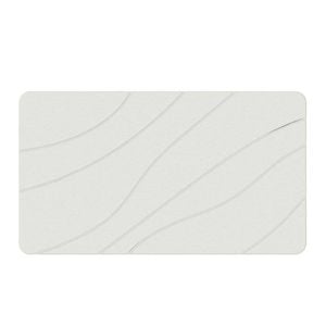 Hard Diatomite Stone Bath/Shower Mat Quick Dry Anti Slip - Off White Wave Lines (76x42cm) - Multicoloured | Diatomite | Bath Mat