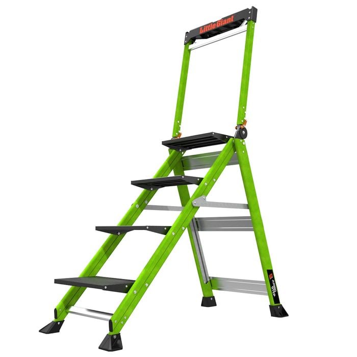 Little Giant Jumbo Step 4 Fibreglass Step Ladder With Handrail and Tool Tray 