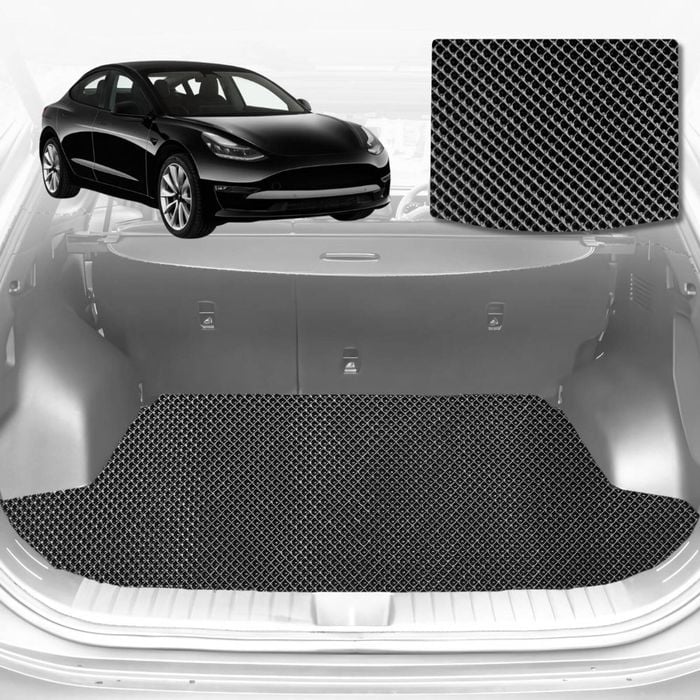 6D Diamond Car Boot Mat for Tesla Model 3 2017-2023-Cargo Mat-Black-Outback GT