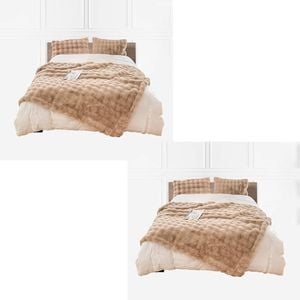 SOGA 2X 200cm Light Camel Fur Throw Blanket