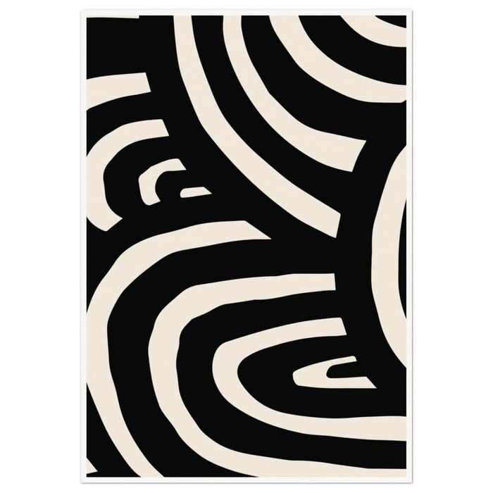 Galrie Stunning Modern Abstract Monochrome Line Art Print for Elegant Interior Home Decor, Poster Only, 70 x 100cm (28 x 40inch)