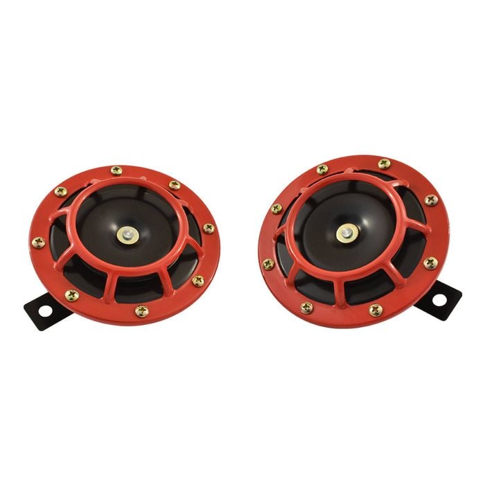 Dual Disc High Low Frequency Horn Set, Supertone Style 12v Red