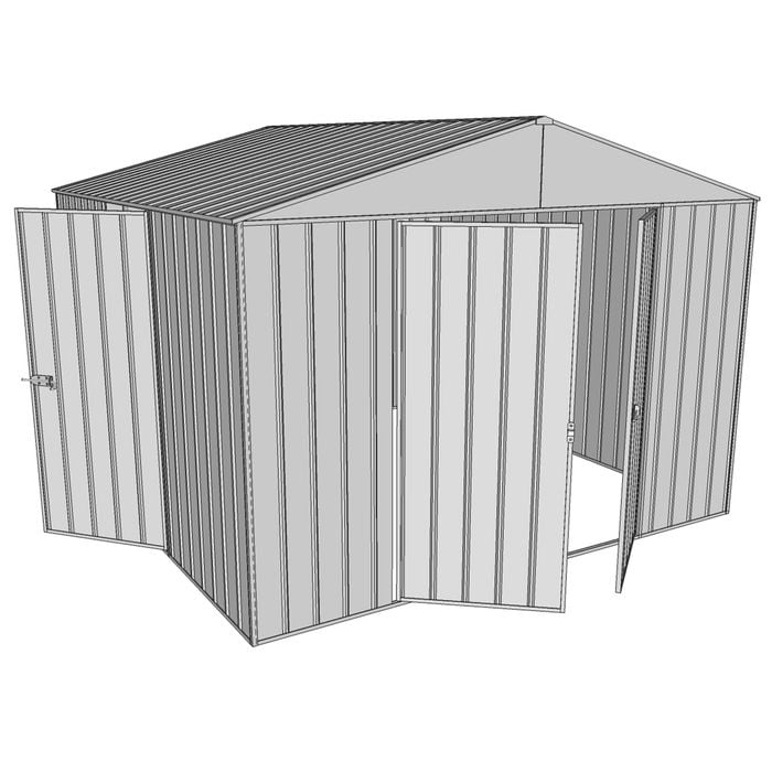 Build-a-Shed 3.0 x 3.0 x 2.3m Gable Triple Hinge Door Shed - Zinc