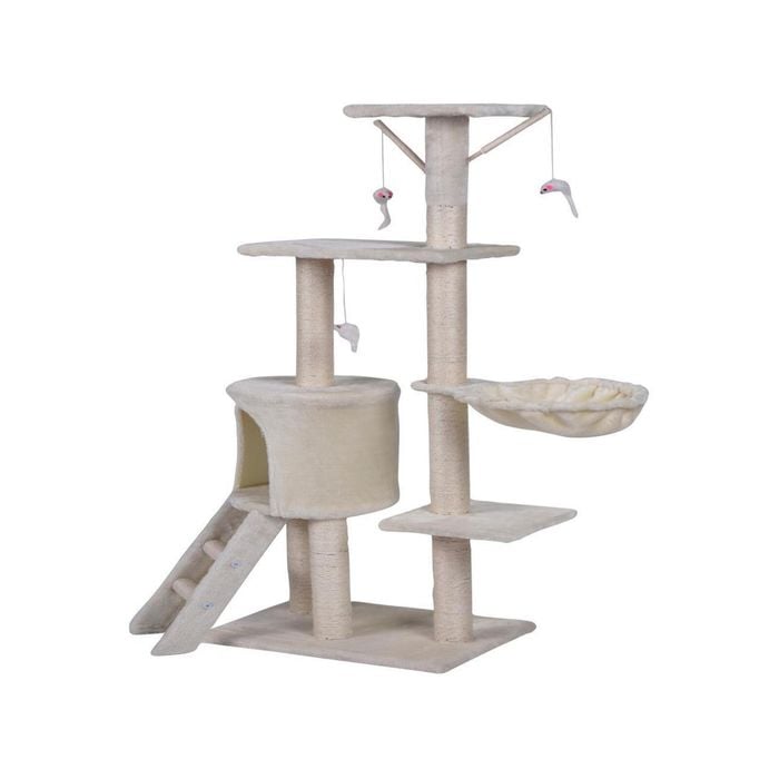 YES4PETS 138cm Cat Scratching Post Tree Post House Tower with Ladder-Beige