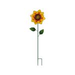  20 X 74cm Yellow Metal Sunflower Decorative Garden Stake