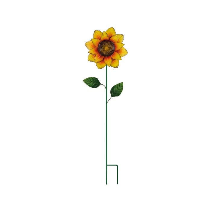  20 X 74cm Yellow Metal Sunflower Decorative Garden Stake