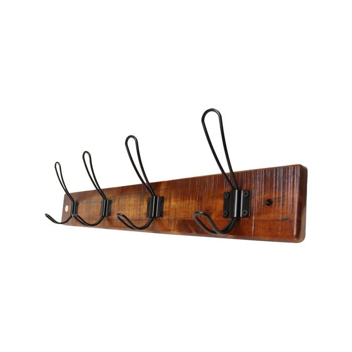 Adoored 4 Double Black Hook Rustic Board Deco Hook Rail