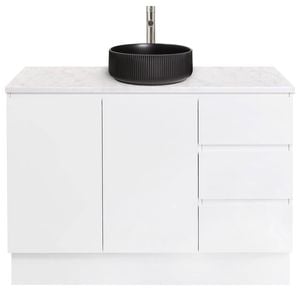 CIBO 1200mm White Lume Full Height Bathroom Vanity With Black Basin