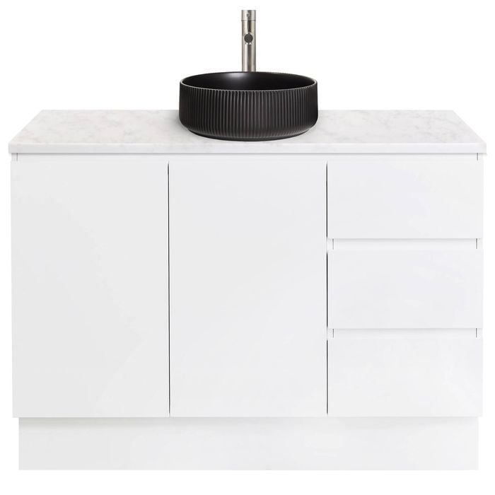 CIBO 1200mm White Lume Full Height Bathroom Vanity With Black Basin