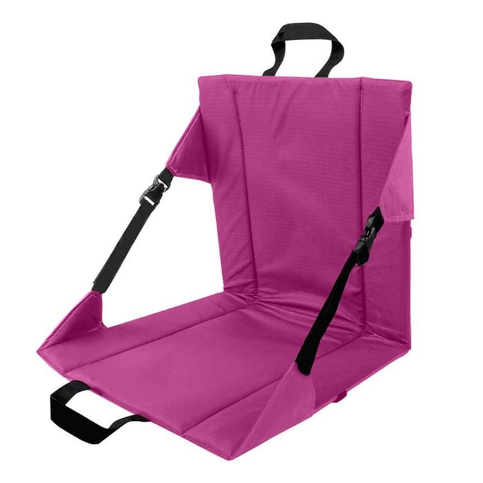Catzon Portable Seat Cushion with Backrest Foldable for Camping-Rose Red