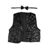 Kids Sequin Vest Bow Tie Set Costume 80s Party Dress Up Waistcoat Black