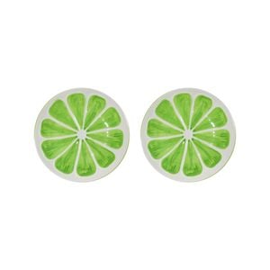 2PK Lime Zest Ceramic 20cm Plate Snack Dessert Serving Dish