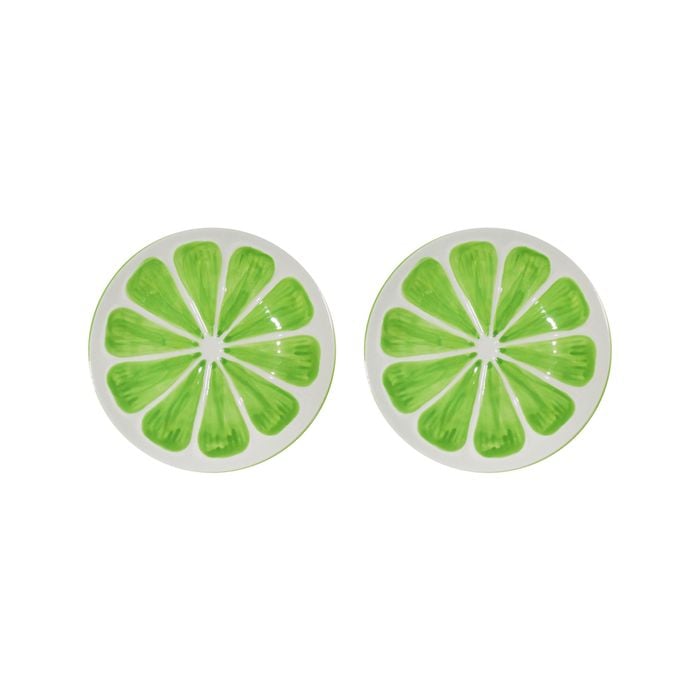 2PK Lime Zest Ceramic 20cm Plate Snack Dessert Serving Dish