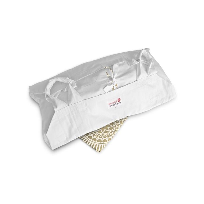 Sweet Goodbye COCOON - Soft Pet Casket - Burial & Cremation Ceremony Kit (Classic Cotton) | White/Natural, Small