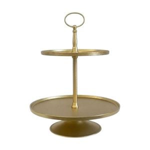 SS Collective Two Tier Textured Gold Cake/Dessert High Tea Stand