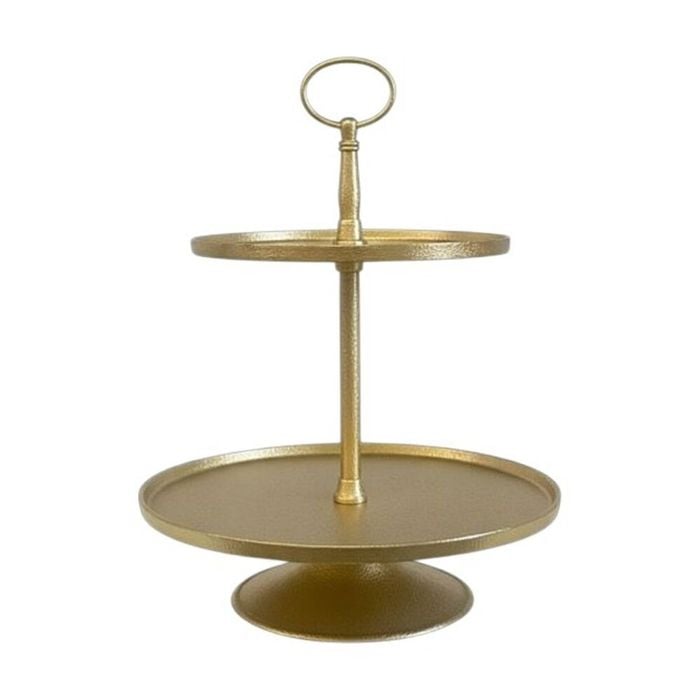 SS Collective Two Tier Textured Gold Cake/Dessert High Tea Stand