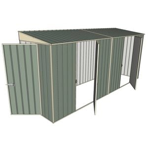 Build-A-Shed 1.2 x 4.5 x 2.0m Tunnel Shed Tunnel Hinged Door with 2 Hinged Side Doors - Green